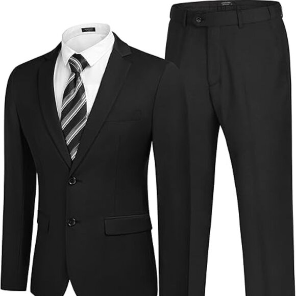 Coofandy Other - Men's Black 2 Piece Classic Fit 2 Button Dress Suit Blazer Dress Pants Size XXL